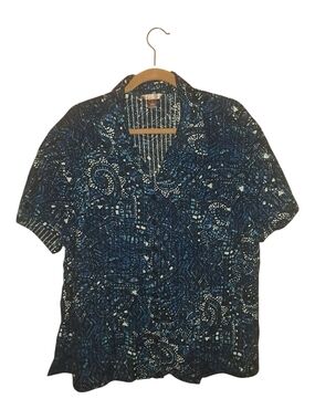 Mens 3X Blue Patterned Short Sleeve Shirt - White Stag